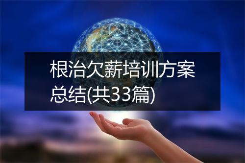 根治欠薪培训方案总结(共33篇)