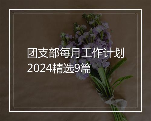 团支部每月工作计划2024精选9篇