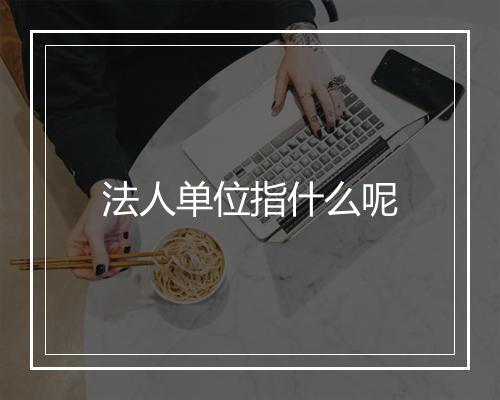 法人单位指什么呢