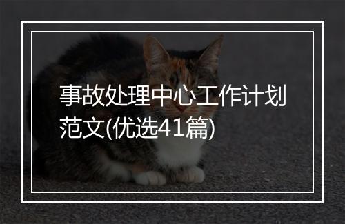事故处理中心工作计划范文(优选41篇)