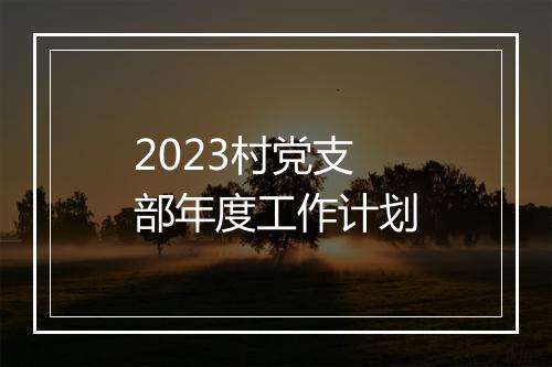 2023村党支部年度工作计划