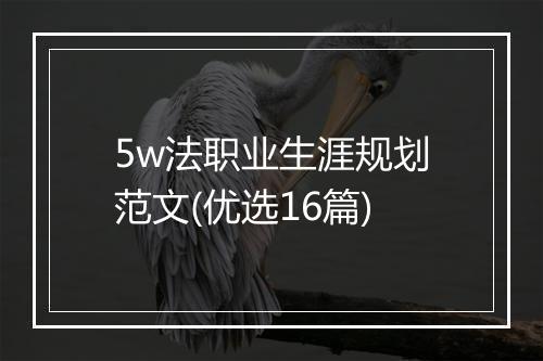 5w法职业生涯规划范文(优选16篇)
