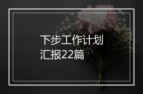下步工作计划汇报22篇