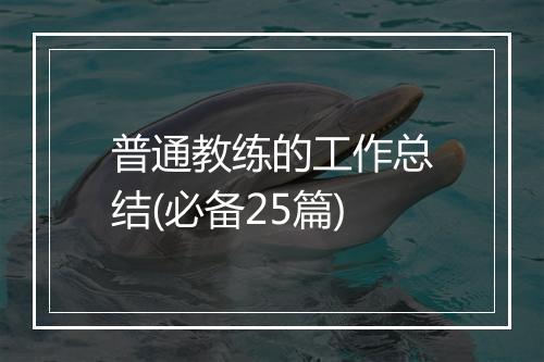 普通教练的工作总结(必备25篇)