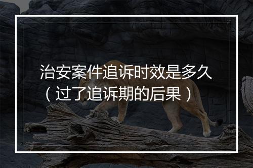 治安案件追诉时效是多久（过了追诉期的后果）