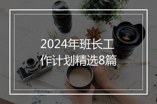 2024年班长工作计划精选8篇