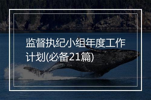 监督执纪小组年度工作计划(必备21篇)