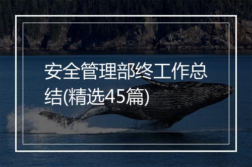 安全管理部终工作总结(精选45篇)