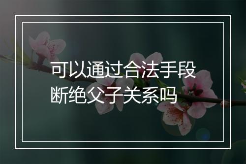 可以通过合法手段断绝父子关系吗