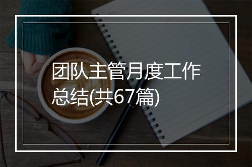 团队主管月度工作总结(共67篇)