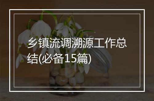 乡镇流调溯源工作总结(必备15篇)