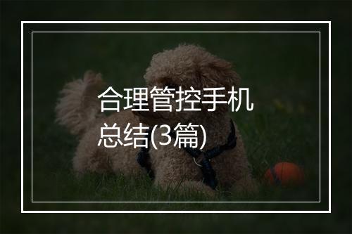 合理管控手机总结(3篇)