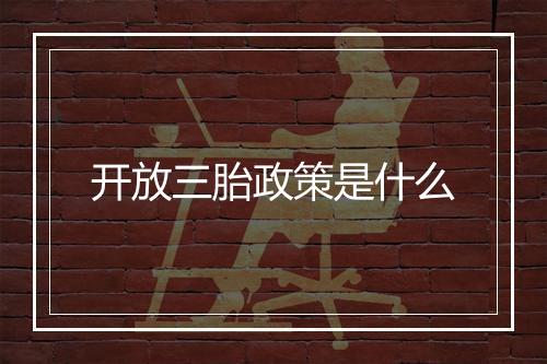 开放三胎政策是什么