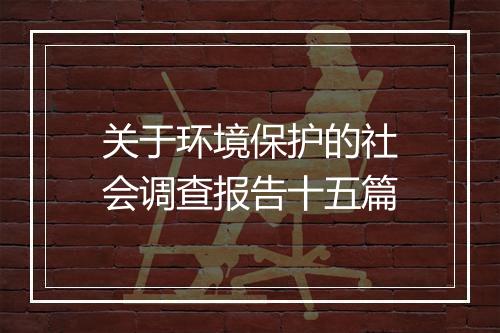 关于环境保护的社会调查报告十五篇