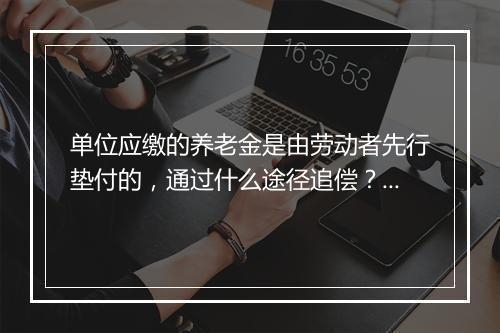 单位应缴的养老金是由劳动者先行垫付的，通过什么途径追偿？时效有何规定？
