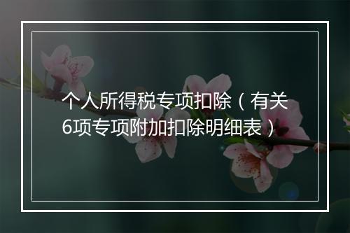 个人所得税专项扣除（有关6项专项附加扣除明细表）