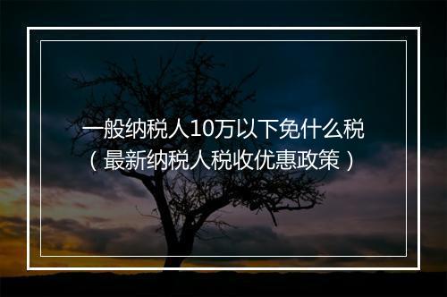一般纳税人10万以下免什么税（最新纳税人税收优惠政策）