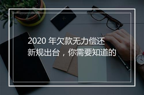 2020 年欠款无力偿还新规出台，你需要知道的