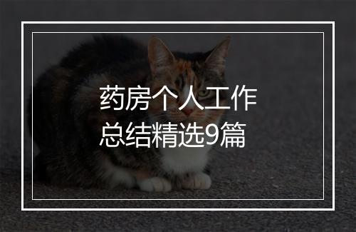 药房个人工作总结精选9篇