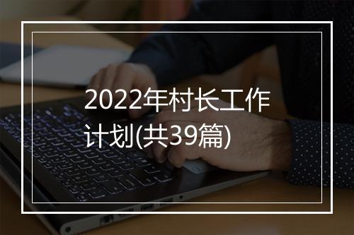 2022年村长工作计划(共39篇)
