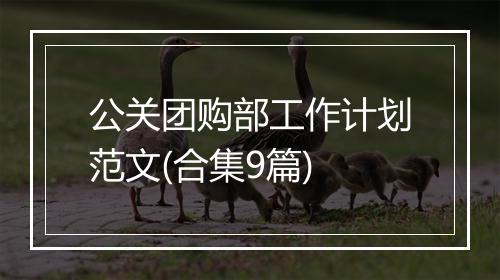 公关团购部工作计划范文(合集9篇)