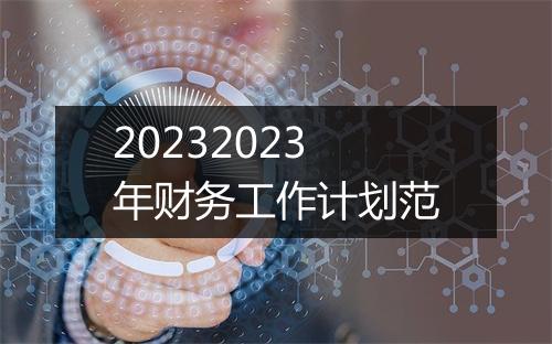 20232023年财务工作计划范
