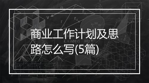 商业工作计划及思路怎么写(5篇)