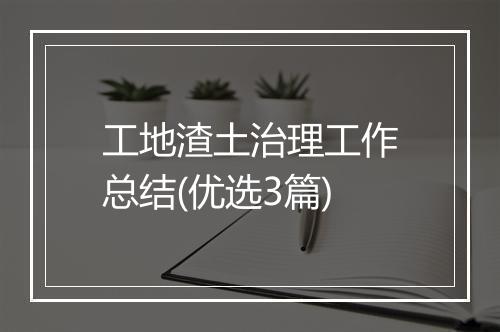 工地渣土治理工作总结(优选3篇)