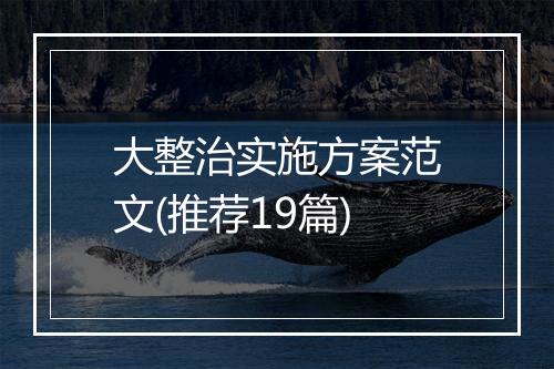 大整治实施方案范文(推荐19篇)