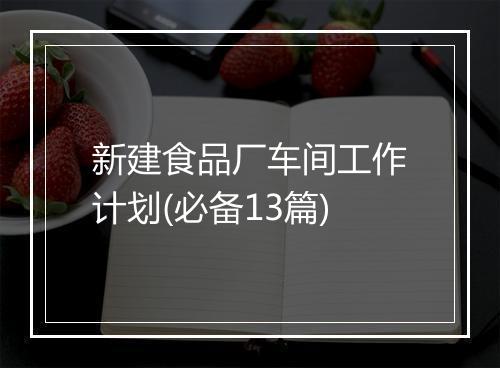新建食品厂车间工作计划(必备13篇)