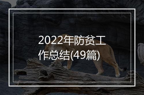 2022年防贫工作总结(49篇)