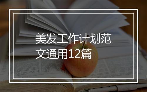 美发工作计划范文通用12篇