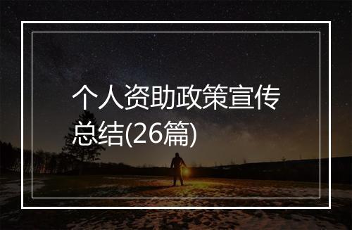 个人资助政策宣传总结(26篇)