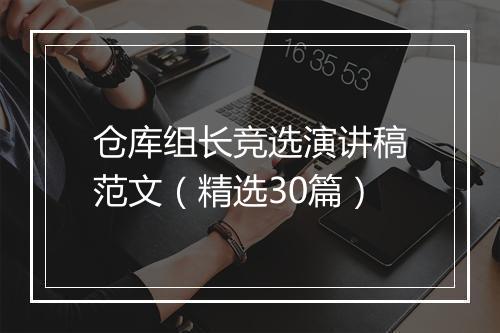 仓库组长竞选演讲稿范文（精选30篇）