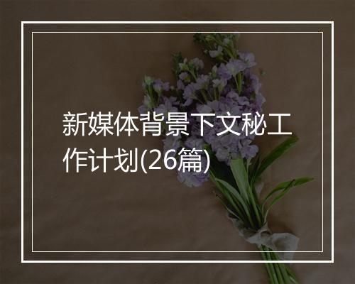 新媒体背景下文秘工作计划(26篇)