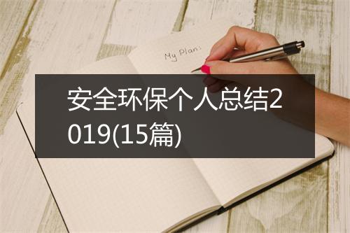 安全环保个人总结2019(15篇)