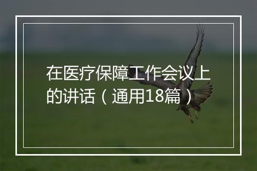 在医疗保障工作会议上的讲话（通用18篇）