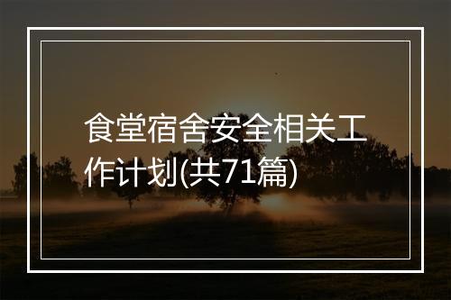 食堂宿舍安全相关工作计划(共71篇)