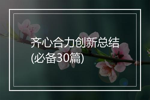 齐心合力创新总结(必备30篇)