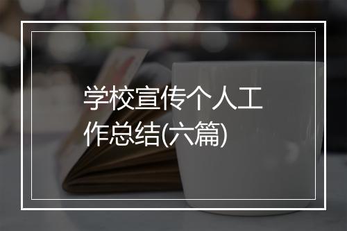 学校宣传个人工作总结(六篇)