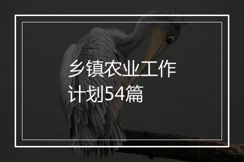乡镇农业工作计划54篇