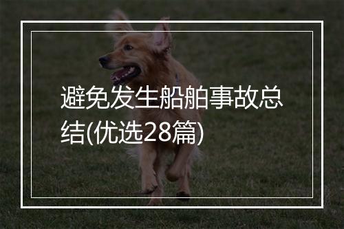 避免发生船舶事故总结(优选28篇)
