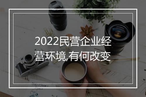 2022民营企业经营环境,有何改变