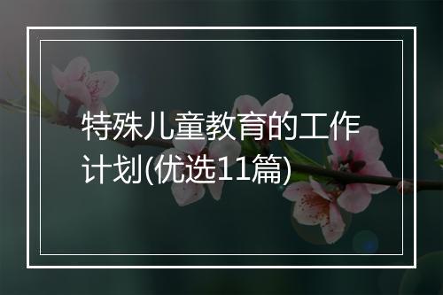 特殊儿童教育的工作计划(优选11篇)