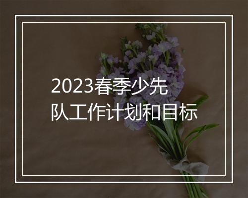 2023春季少先队工作计划和目标