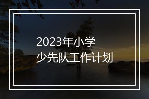2023年小学少先队工作计划
