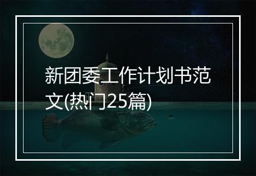 新团委工作计划书范文(热门25篇)