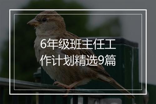 6年级班主任工作计划精选9篇