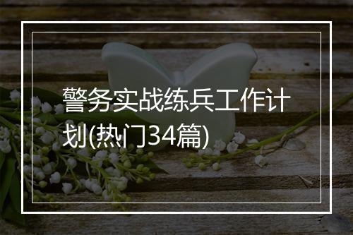警务实战练兵工作计划(热门34篇)