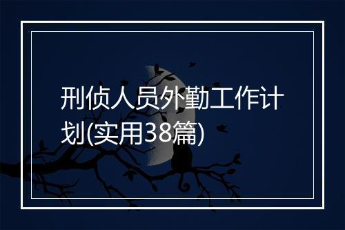 刑侦人员外勤工作计划(实用38篇)